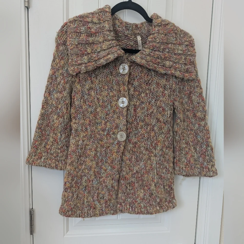 Y2K Rainbow Speckled Wool Blend Cardigan